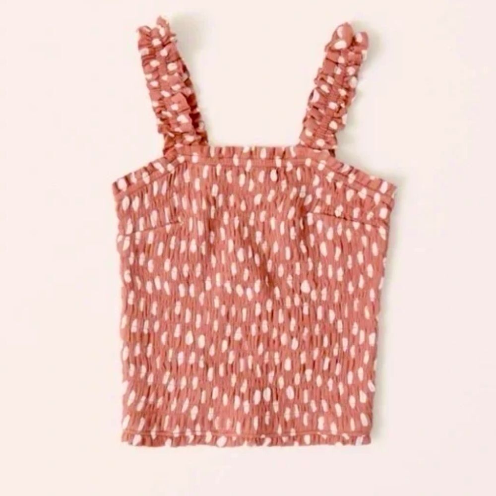Abercrombie&Fitch Blouse Women’s Smocked Polka Dot Mauve Top size xlarge NWT